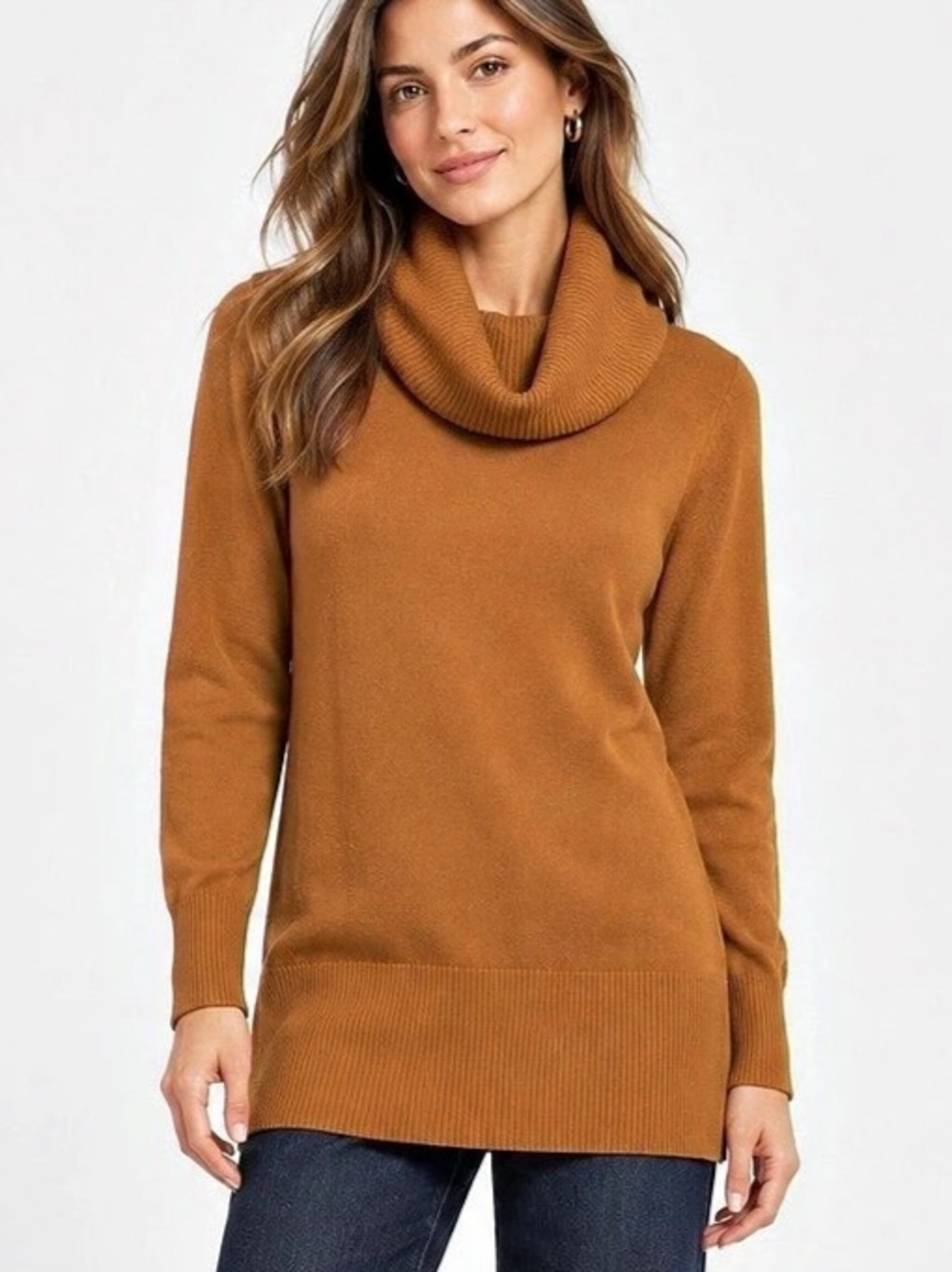 M&S Collection Caramel Cowl Neck Longline Sweater UK 10 Small